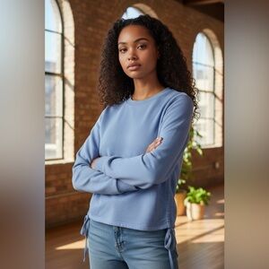 ZARA Blue Side-Tie Sweatshirt Women’s Size S
